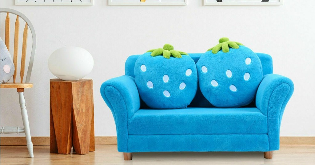 Blue Strawberry Sofa in kid's play area