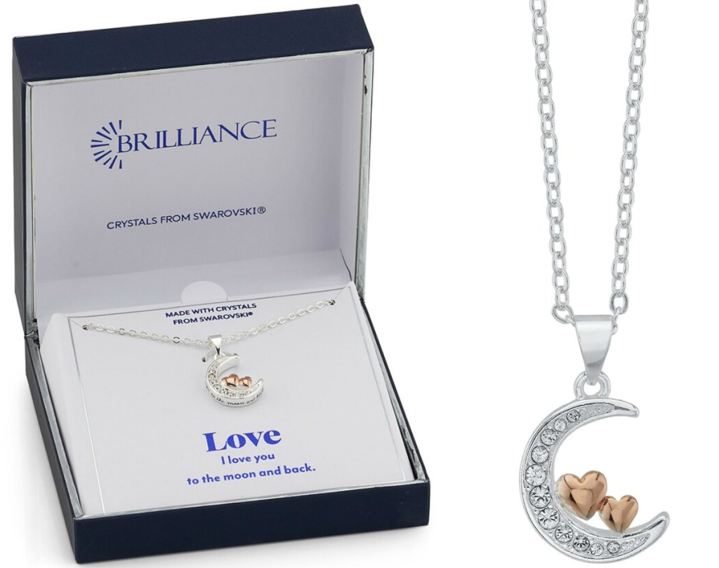 Moon and heart themed necklace in gift box