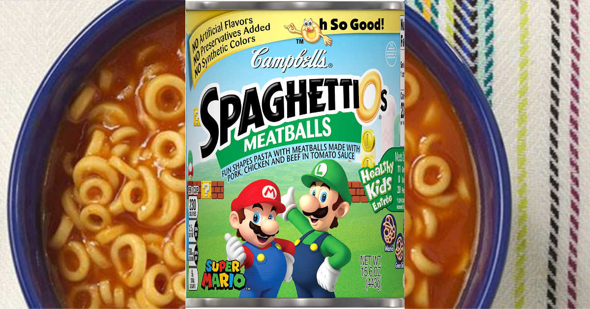 SpaghettiOs Super Mario Bros. Shaped Pasta w/ Meatballs 12-Pack Only $  Shipped at Amazon – Just 74¢ Per Can