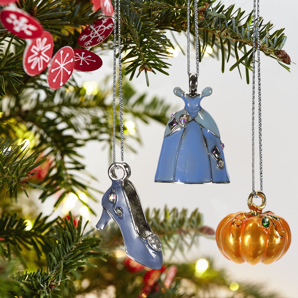 Cinderella Ornaments hanging on tree