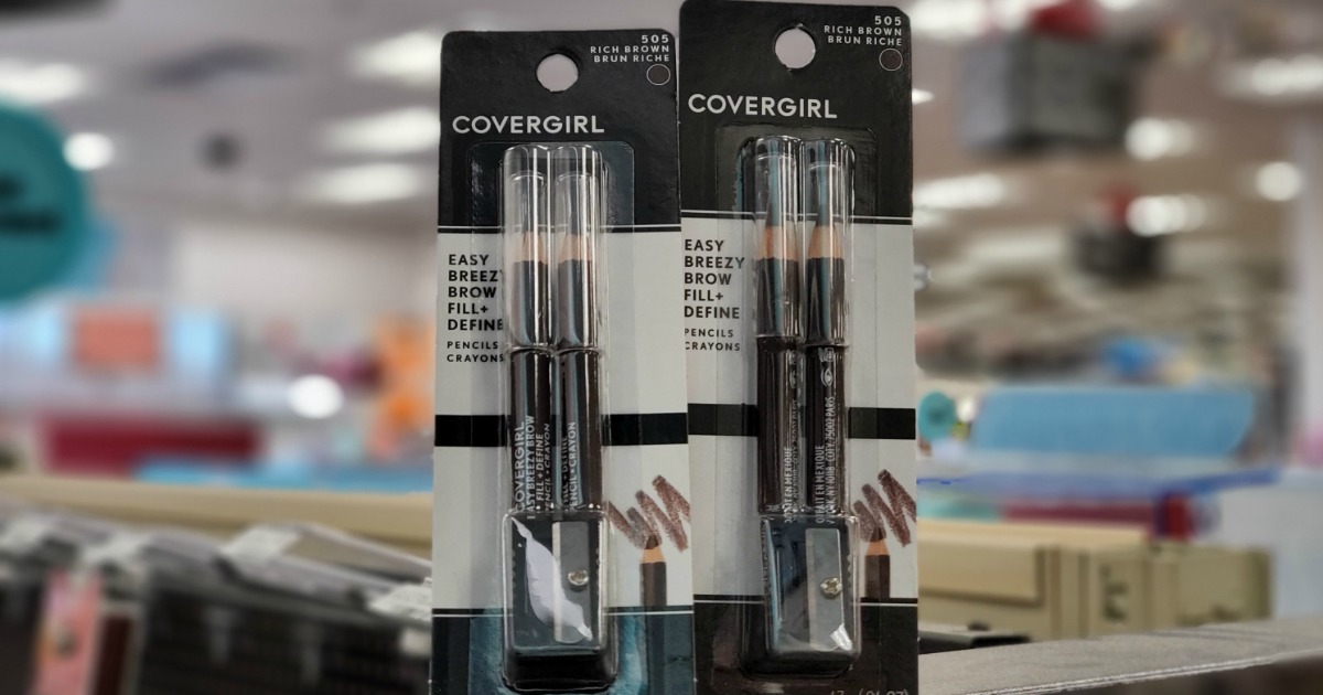 Two CoverGirl Brow Pencil Packs on shelf at CVS