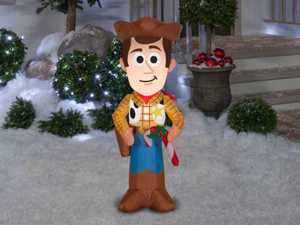 Toy Story Sheriff Woody inflatable Christmas decor in yard