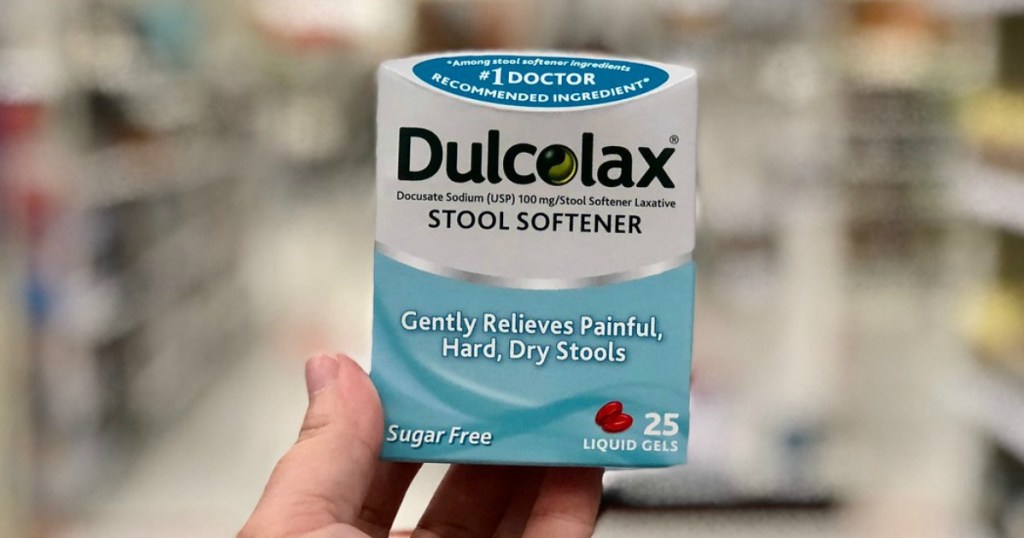 Hand holding Dulcolax Stool Softener at Target