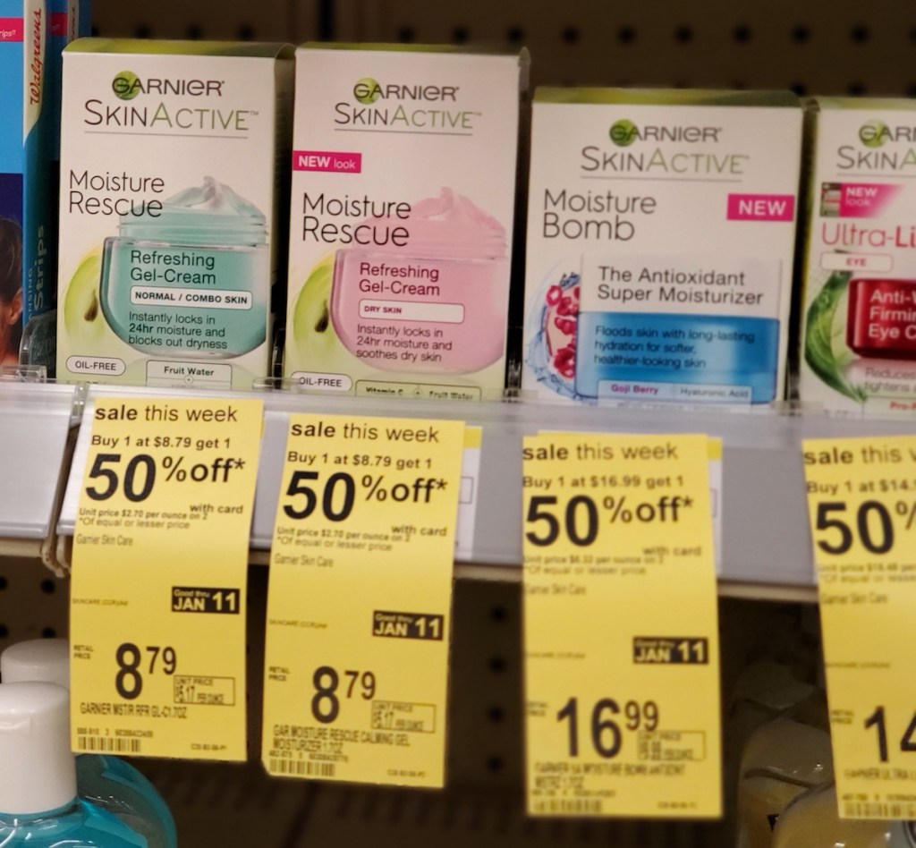 Garnier SkinActive Moisture Rescue on shelf at Walgreens