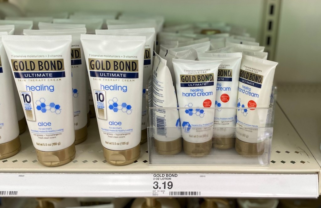 Gold Bond Healing Hand Cream on shelf at Target