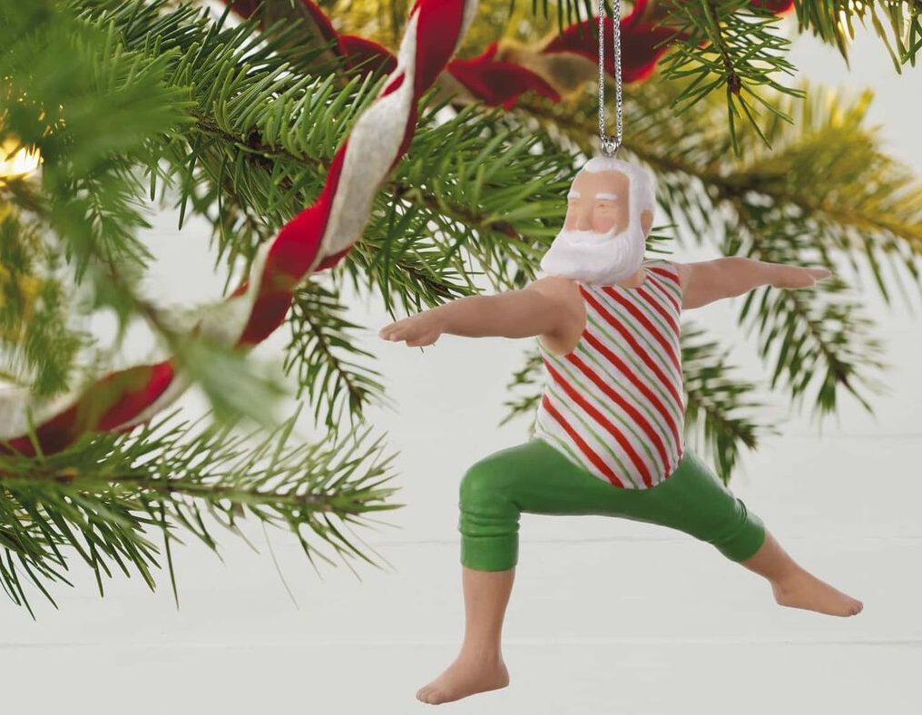 Hallmark Yoga Santa on tree