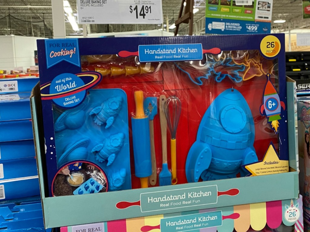 Kids baking set in large package on display at warehouse store