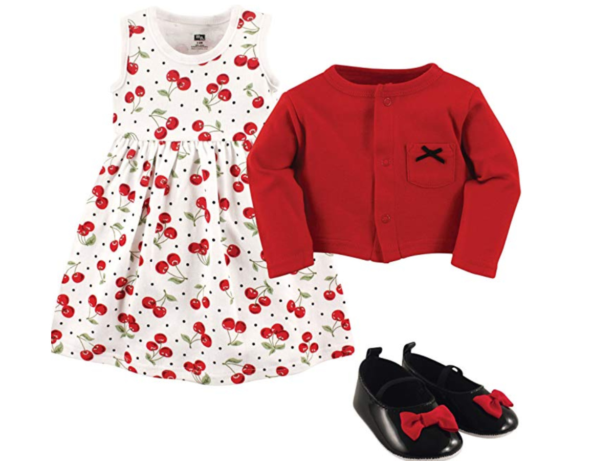 hudson baby girl dress cardigan and shoes
