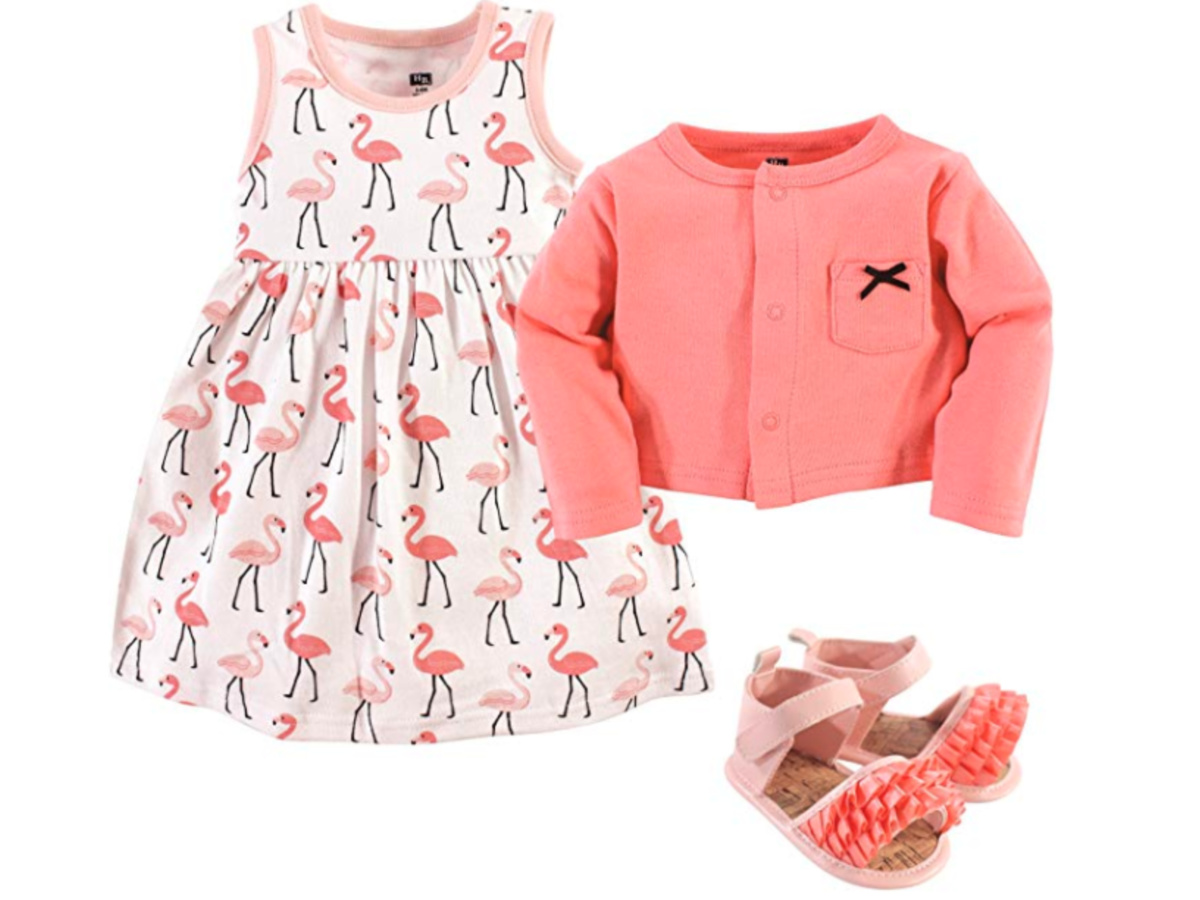 hudson baby girl dress cardigan and shoes