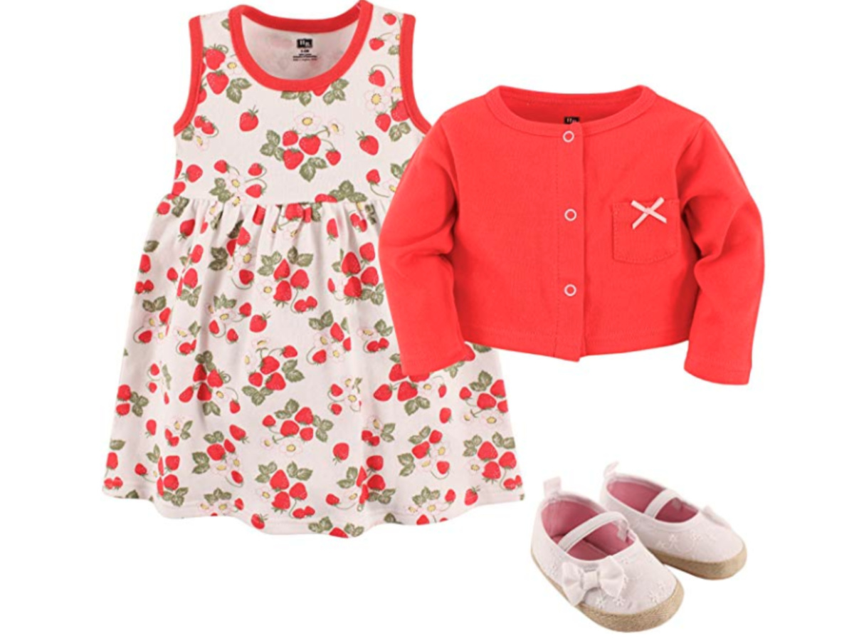 hudson baby girl dress cardigan and shoes