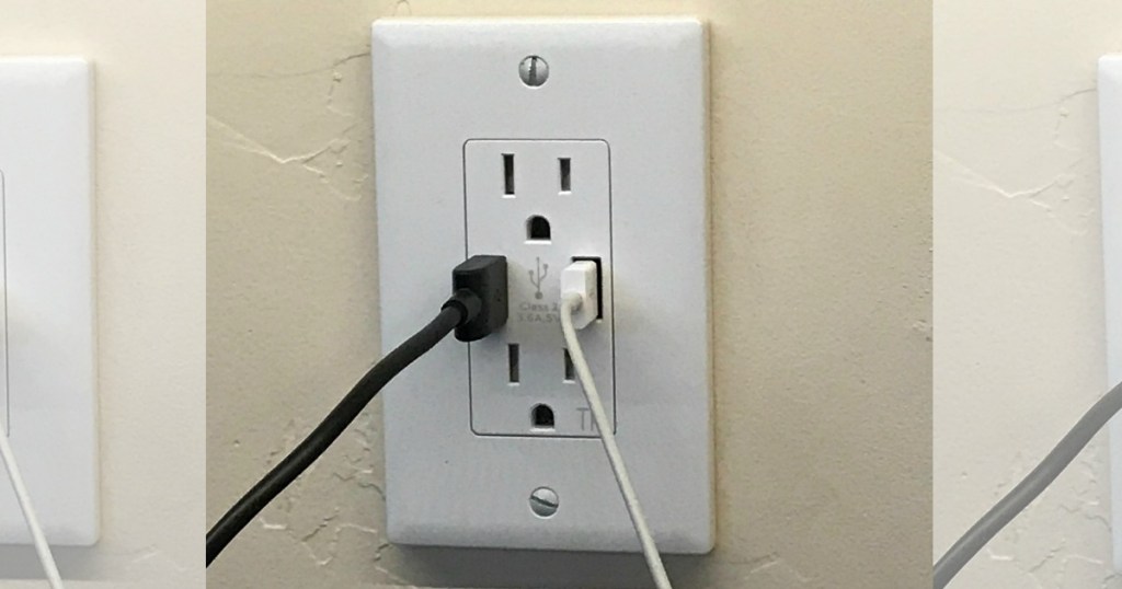 wall outlet with two USB charging ports