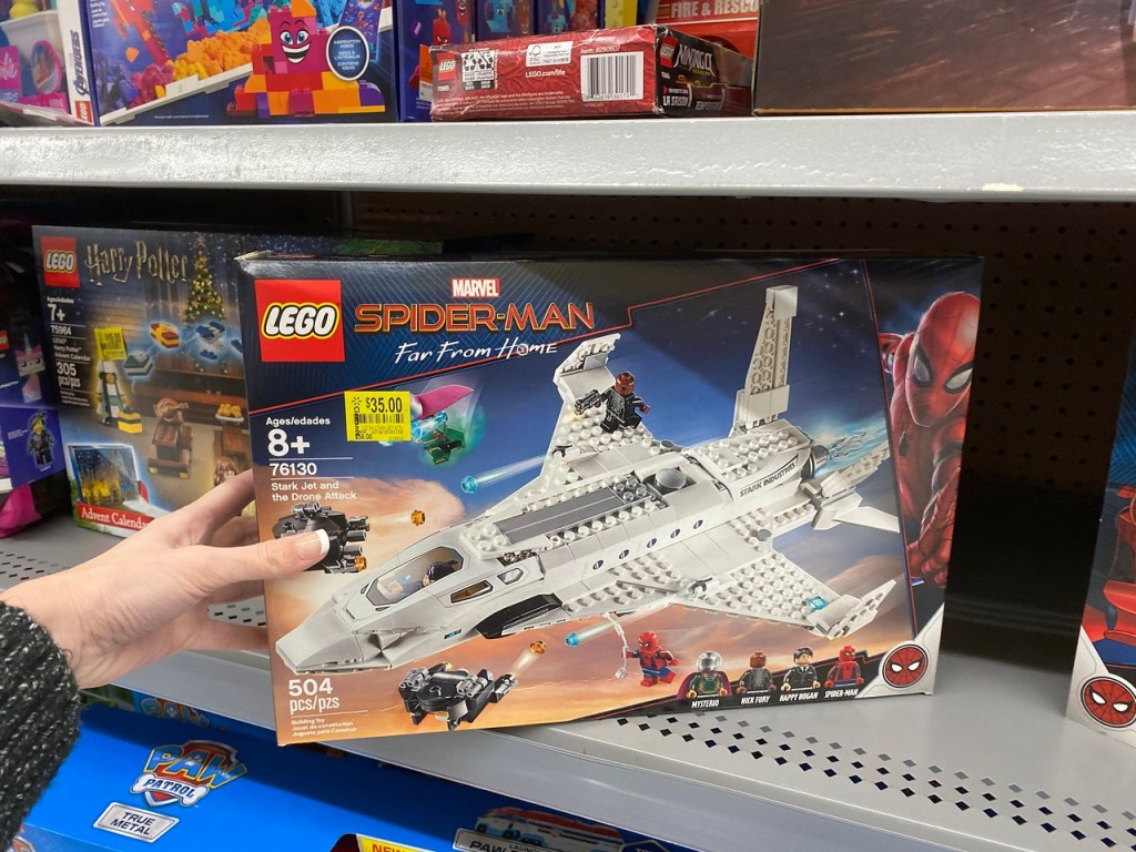 LEGO Spiderman Stark Jet on Walmart clearance shelf
