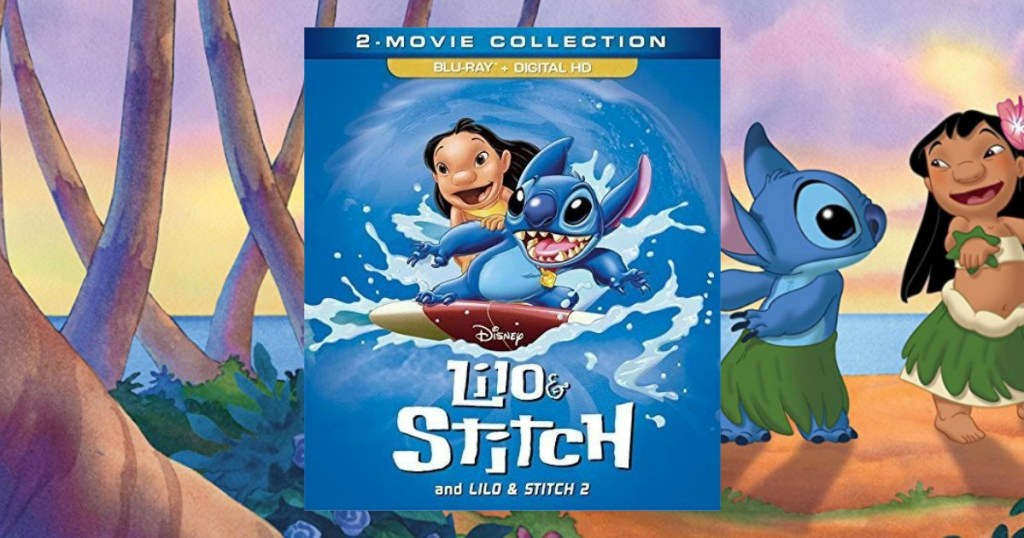 Lilo & Stitch Blu-ray movie case in front of movie scene