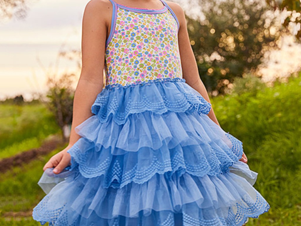 little Girl wearing Matilda Jane ruffle Dress