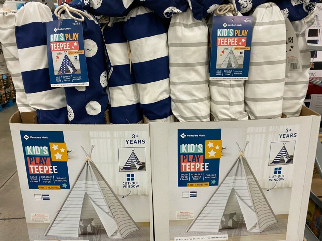 Member's Mark brand teepees in display box at Sam's Club