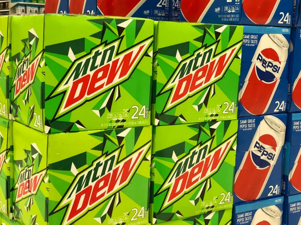 Mountain Dew 24-Packs on display in-store