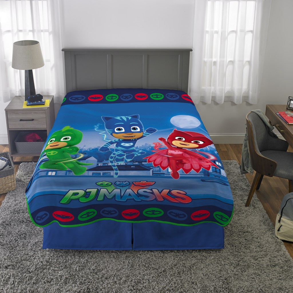 PJ Masks Blanket on full bed in kid's room
