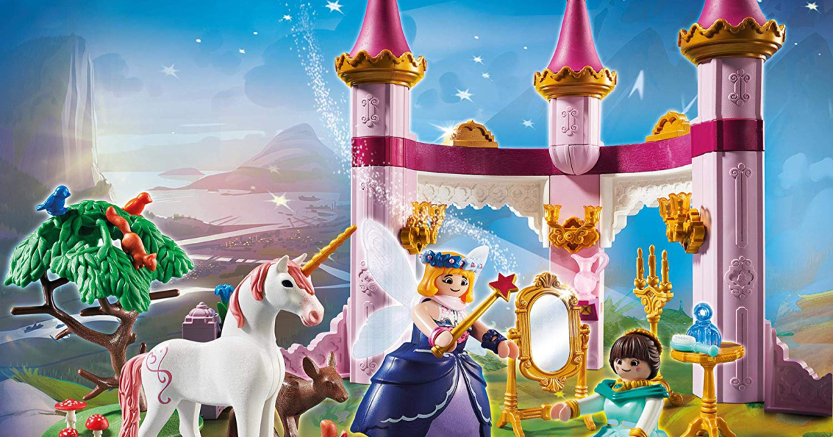 Unicorn and fairy themed playset with castle