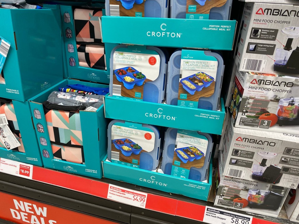 ALDI shelf stocked with Portion Perfect Kits