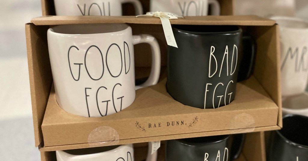 Rae Dunn good egg bad egg mug set
