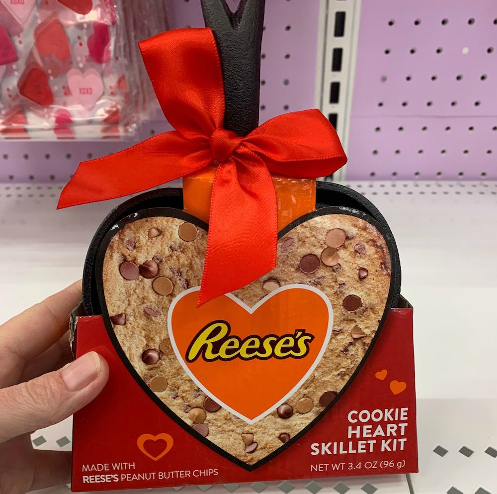 woman's hand holding Reese's Heart Skillet