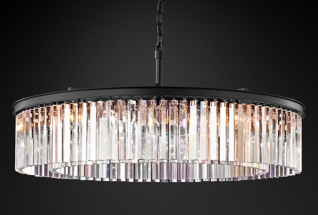 crystal round chandelier hanging with black background