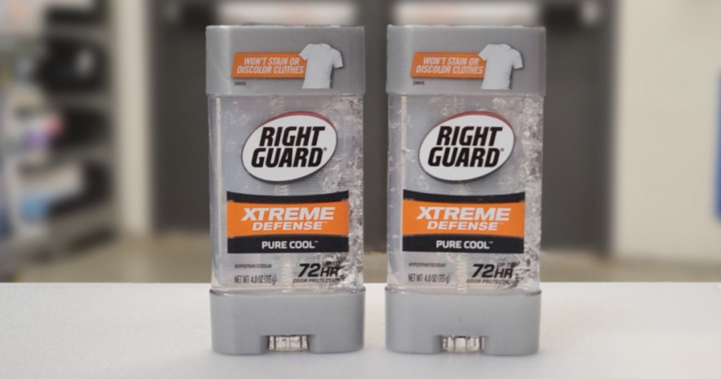 two bottles of Right Guard xtreme defense