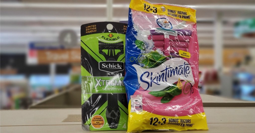 Schick and Skintimate Razors on Rite Aid Counter