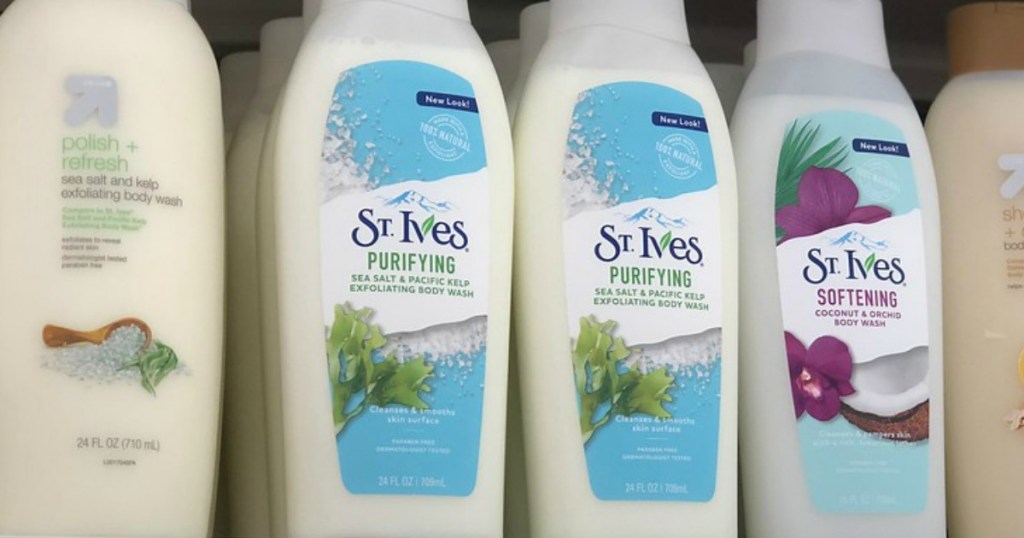 St. Ives Body wash on the shelves at a store