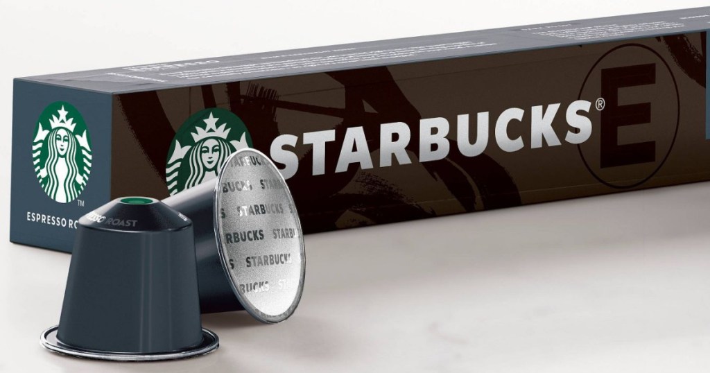 Starbucks Nespresso Espresso Roast Coffee Pods with package