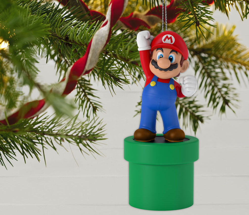 Super Mario Ornament on tree