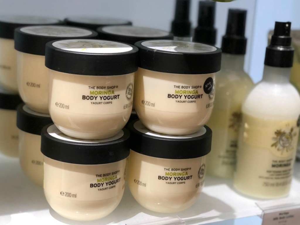 Jars of body yogurt on display in-store on shelf