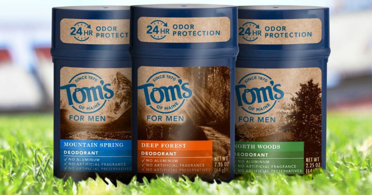 Tom's of Maine Deodorant on grassy field