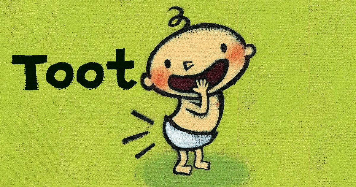 cartoon drawing of a baby next to word "Toot"