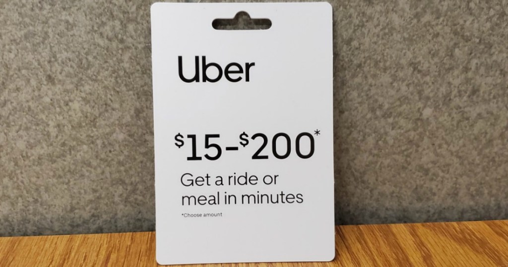 Single Uber gift card on counter