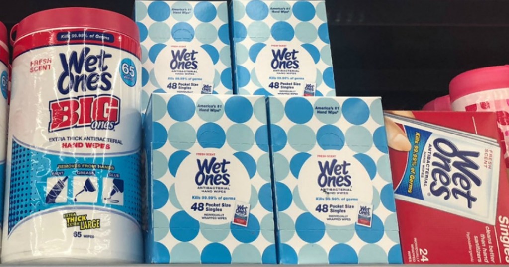 wet ones antibacterial wipes on the shelves