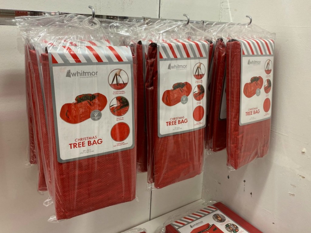 Whitmor storage bags for Christmas trees on rack in store