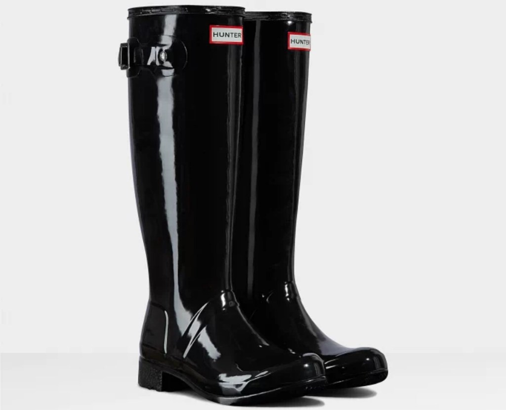 tall black rain boots