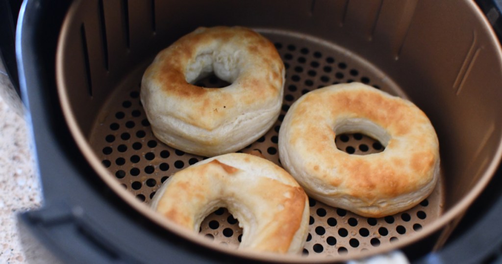 air frying biscuit donuts after cooking 