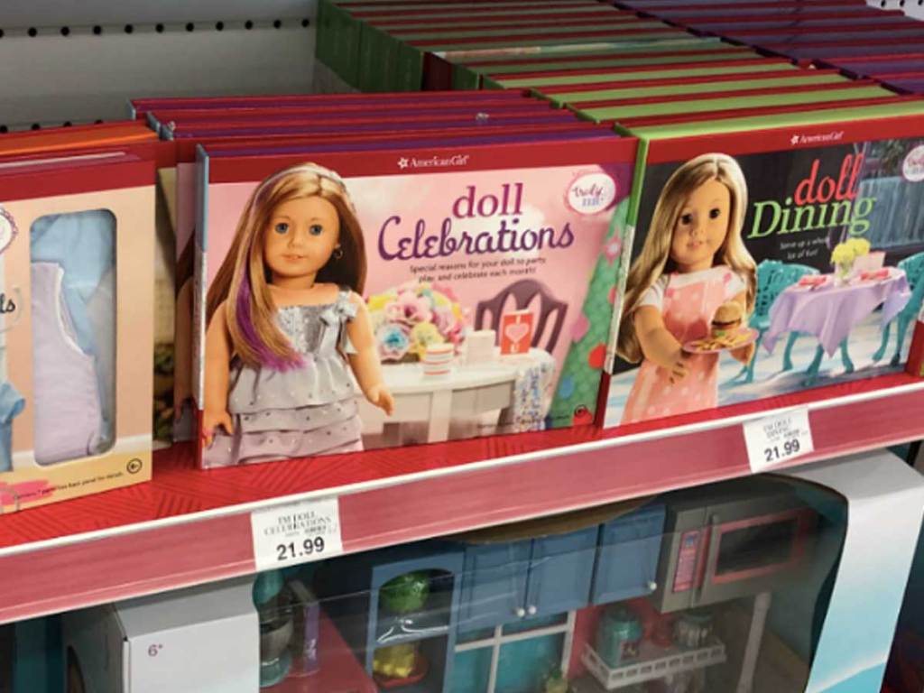 American Girl Doll Celebrations book on a shelf