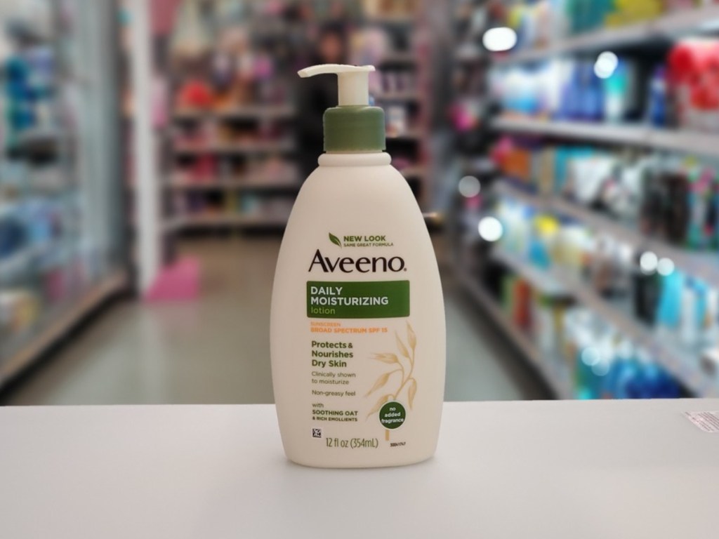aveeno daily moisturizing lotion on display in store
