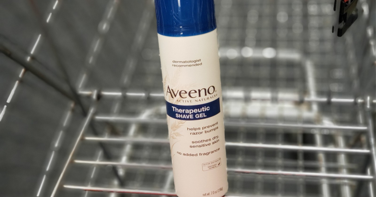 can of shave gel in a shopping cart