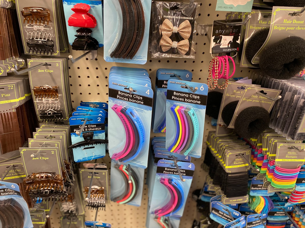 banana clips hanging in store 