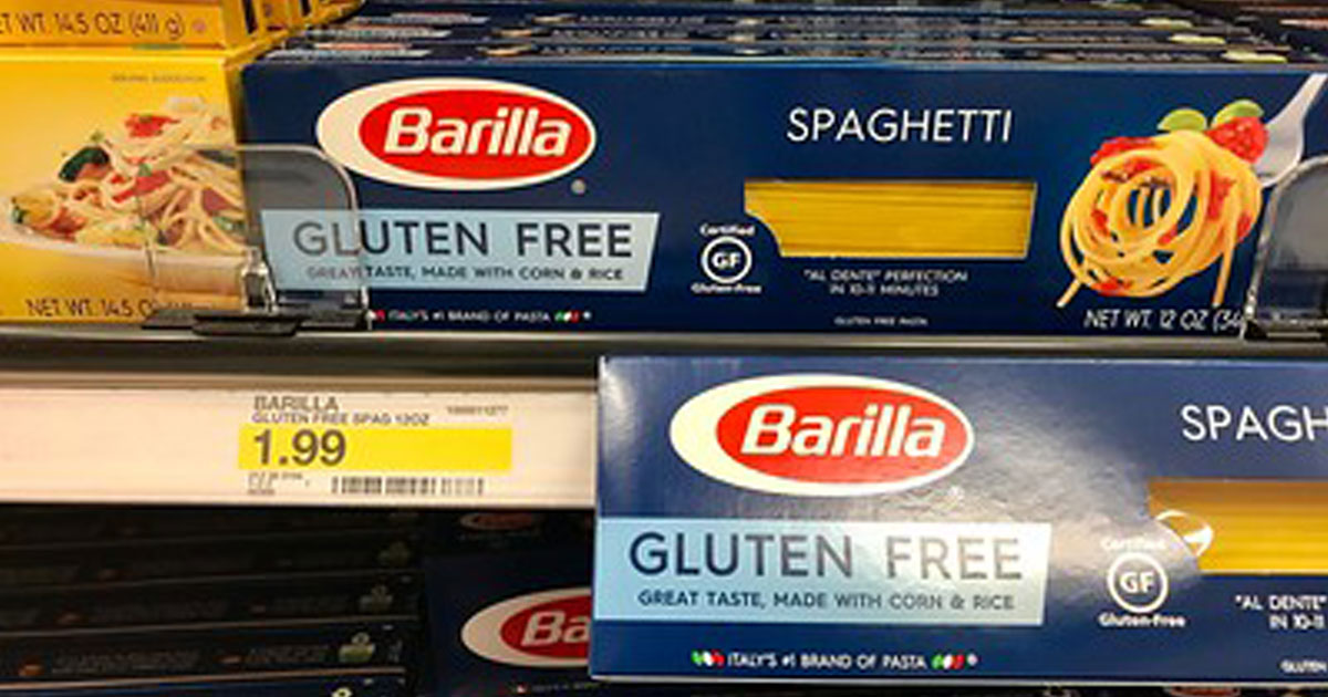 Barilla Gluten Free Spaghetti box on shelf at Target