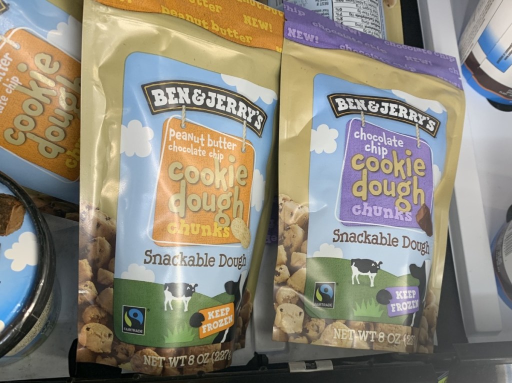 2 bags of Ben & Jerry's snackable cookie dough