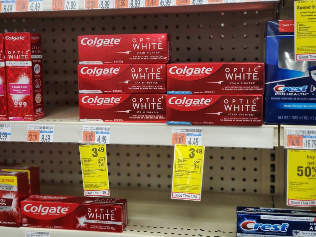 colgate toothpastes on cvs store shelf