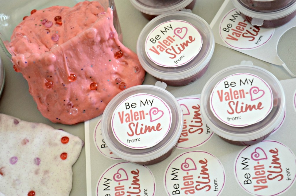 compiling slime valentines for classroom