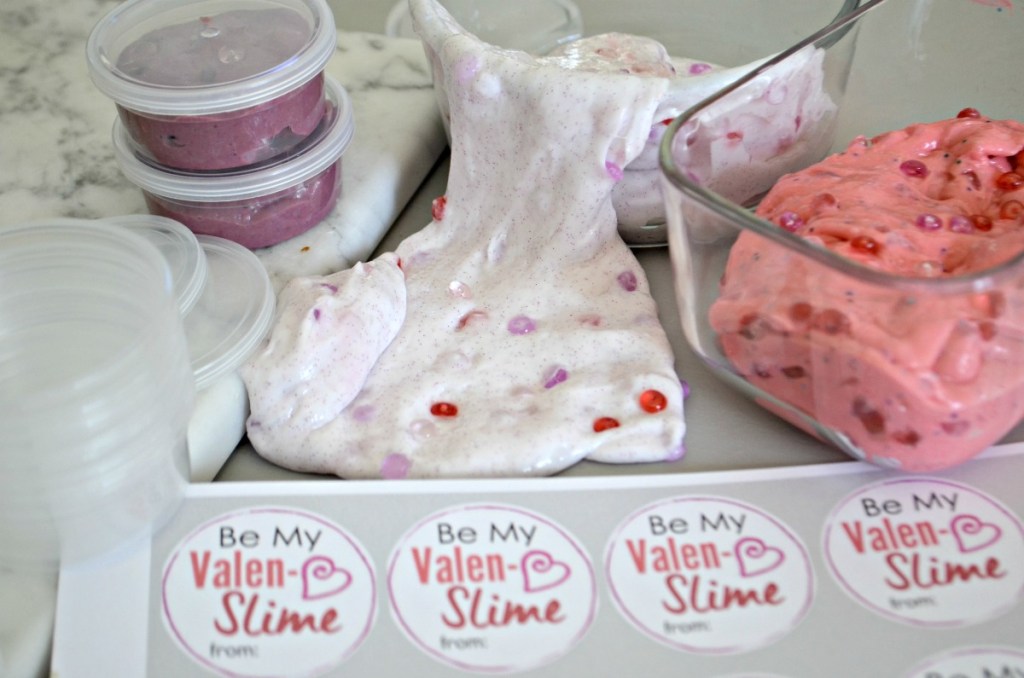 crunchy slime valentines for the class