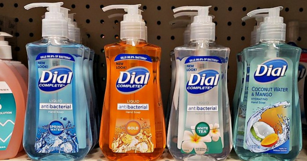 dial hand soap on retail shelf