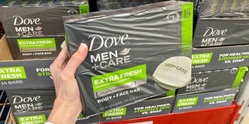 Dove Men+Care Body & Face Bar 14-Count Only $9.48 Shipped on Amazon (68¢ Per Bar)